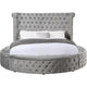 Luxury Queen Bed Tall Rolled Headboard Velvet Upholstered Storage Gray BM284035