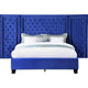 Cleo Queen Bed Velvet XL 3 Panel Tall Headboard Crystal Tufted Blue