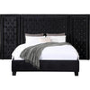 Cleo Luxury King Bed Velvet XL 3 Panel Headboard Crystal Tufted Black