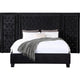 Cleo Queen Bed Velvet XL 3 Panel Tall Headboard Crystal Tufted Black