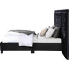 Cleo Queen Bed Velvet XL 3 Panel Tall Headboard Crystal Tufted Black