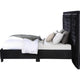 Cleo Queen Bed Velvet XL 3 Panel Tall Headboard Crystal Tufted Black