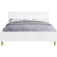 Tyra Modern Wood King Bed Panel Headboard Textured Chevron White Gold BM284040