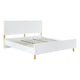 Tyra Modern Wood King Bed, Panel Headboard, Textured Chevron, White, Gold