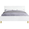 Tyra Modern Queen Bed Panel Headboard Luxury Textured Chevron White Gold BM284041