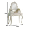 63 Inch Wood Classic Vanity Desk with Mirror 3 Drawers Carved White BM284042