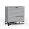 Rexi 34 Inch 3 Drawer Small Dresser Chest, Honeycomb, Light Gray, Black