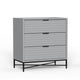 Rexi 34 Inch 3 Drawer Small Dresser Chest, Honeycomb, Light Gray, Black