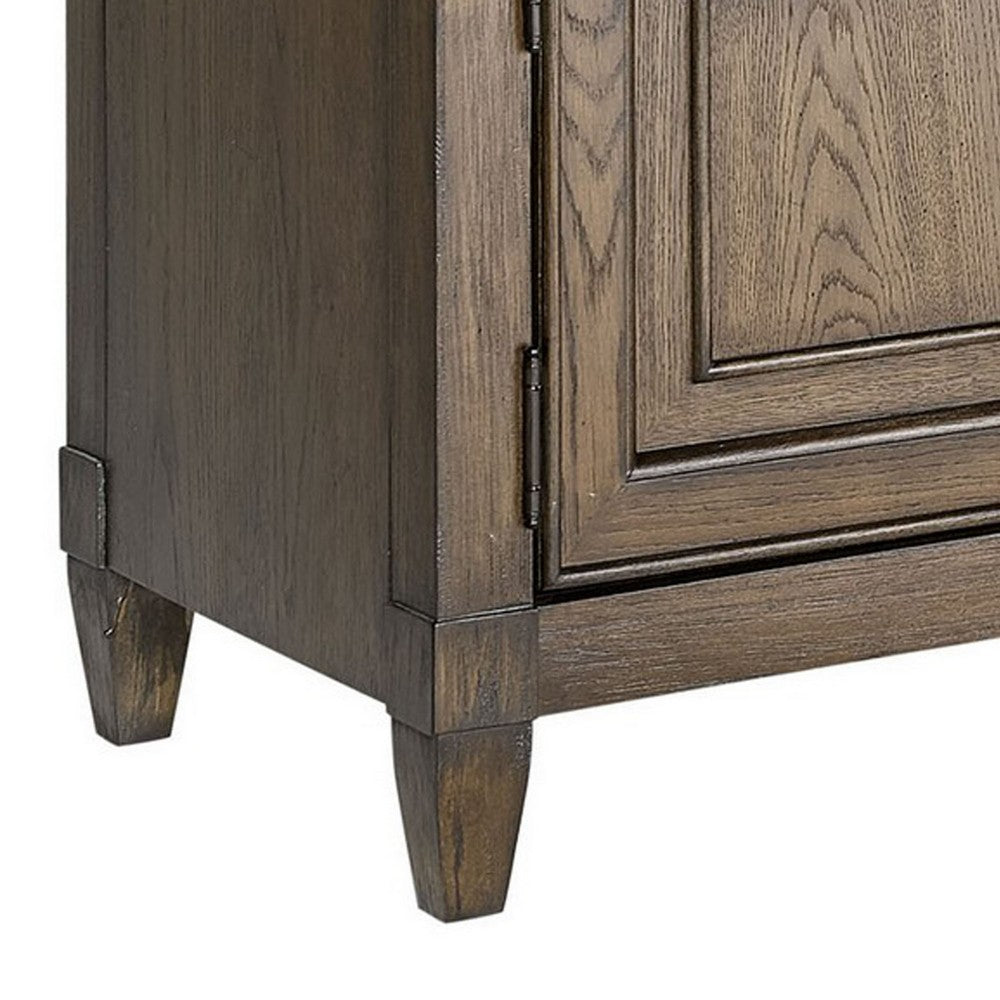 Eva 54 Inch TV Media Entertainment Center Console, Medium, 2 Door Oak Brown