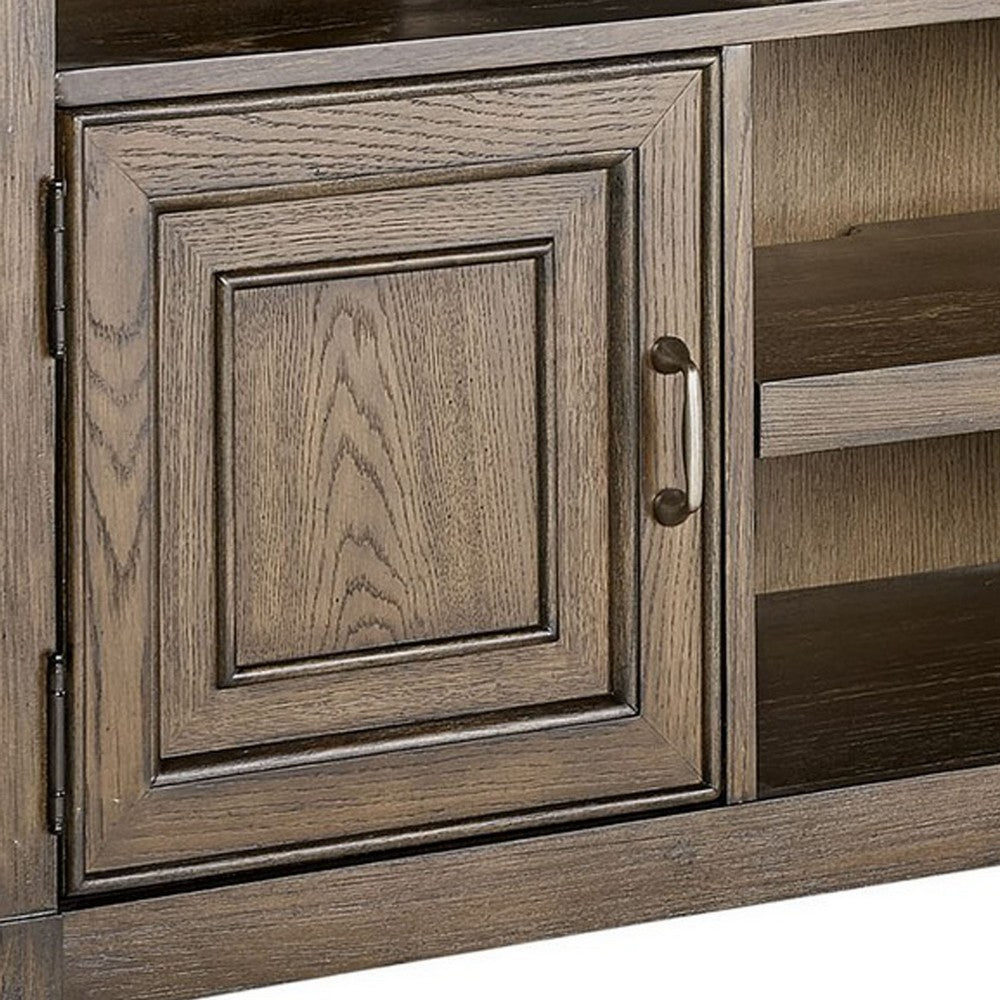 Eva 54 Inch TV Media Entertainment Center Console, Medium, 2 Door Oak Brown