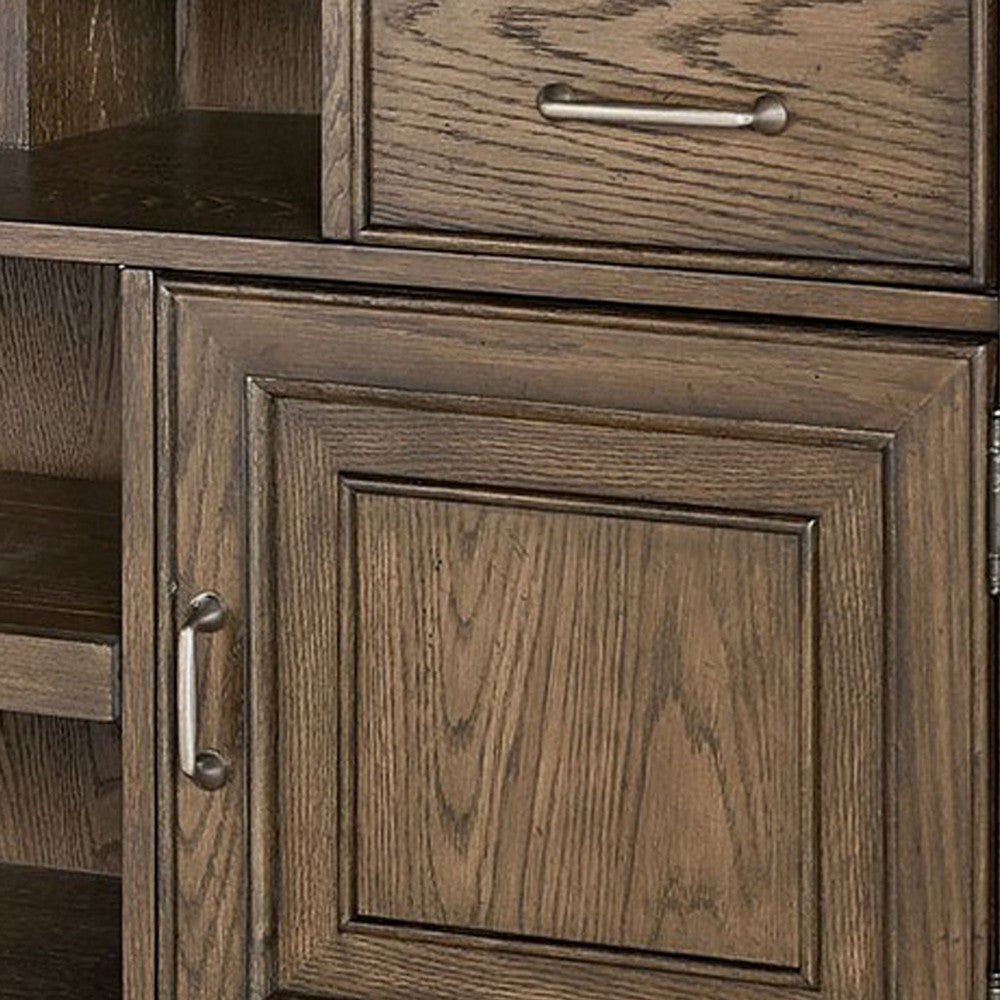Eva 74 Inch TV Media Entertainment Center Console, Medium, 2 Door Oak Brown
