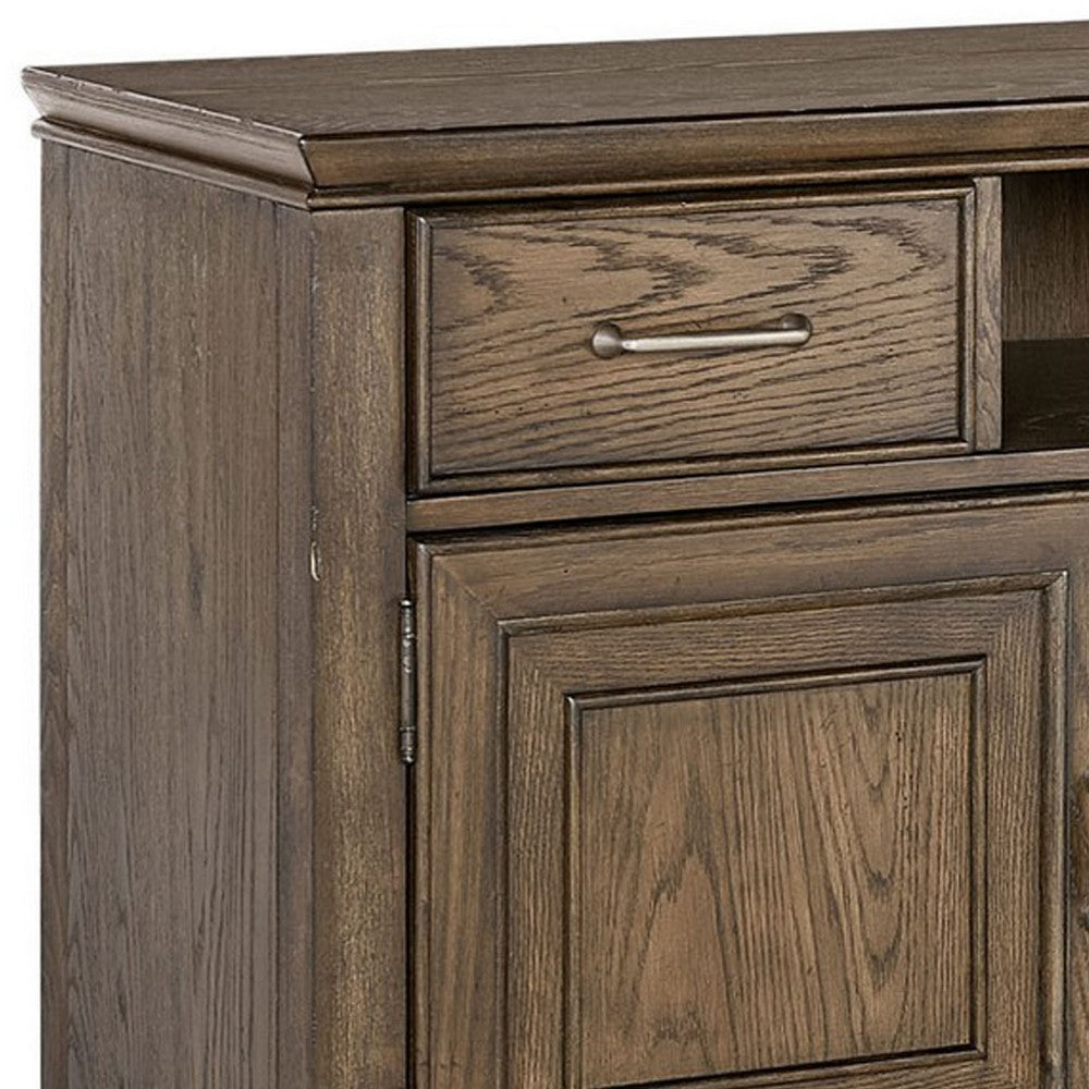 Eva 74 Inch TV Media Entertainment Center Console, Medium, 2 Door Oak Brown