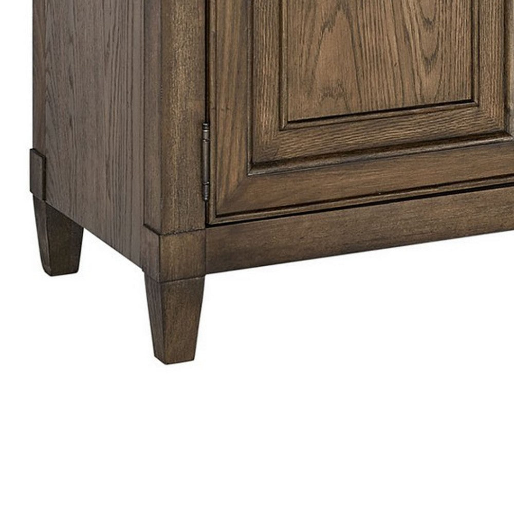 Eva 74 Inch TV Media Entertainment Center Console, Medium, 2 Door Oak Brown