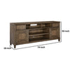 Eva 74 Inch TV Media Entertainment Center Console, Medium, 2 Door Oak Brown