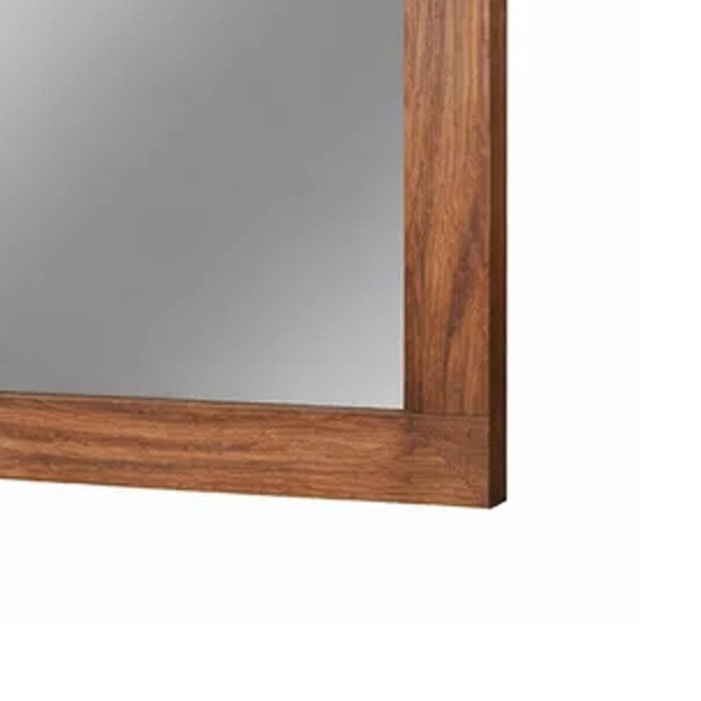 37 x 40 Rectangular Dresser Mirror, Mahogany Wood, Rustic Brown Frame