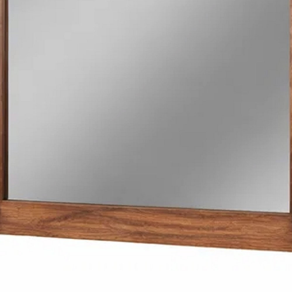 37 x 40 Rectangular Dresser Mirror, Mahogany Wood, Rustic Brown Frame