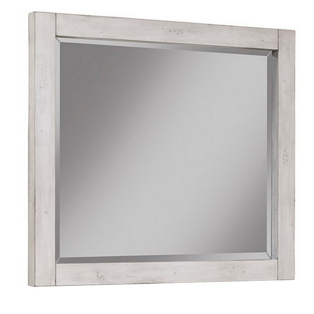 Ida 35 x 40 Rectangular Dresser Mirror, Mahogany Wood, Light Gray Frame