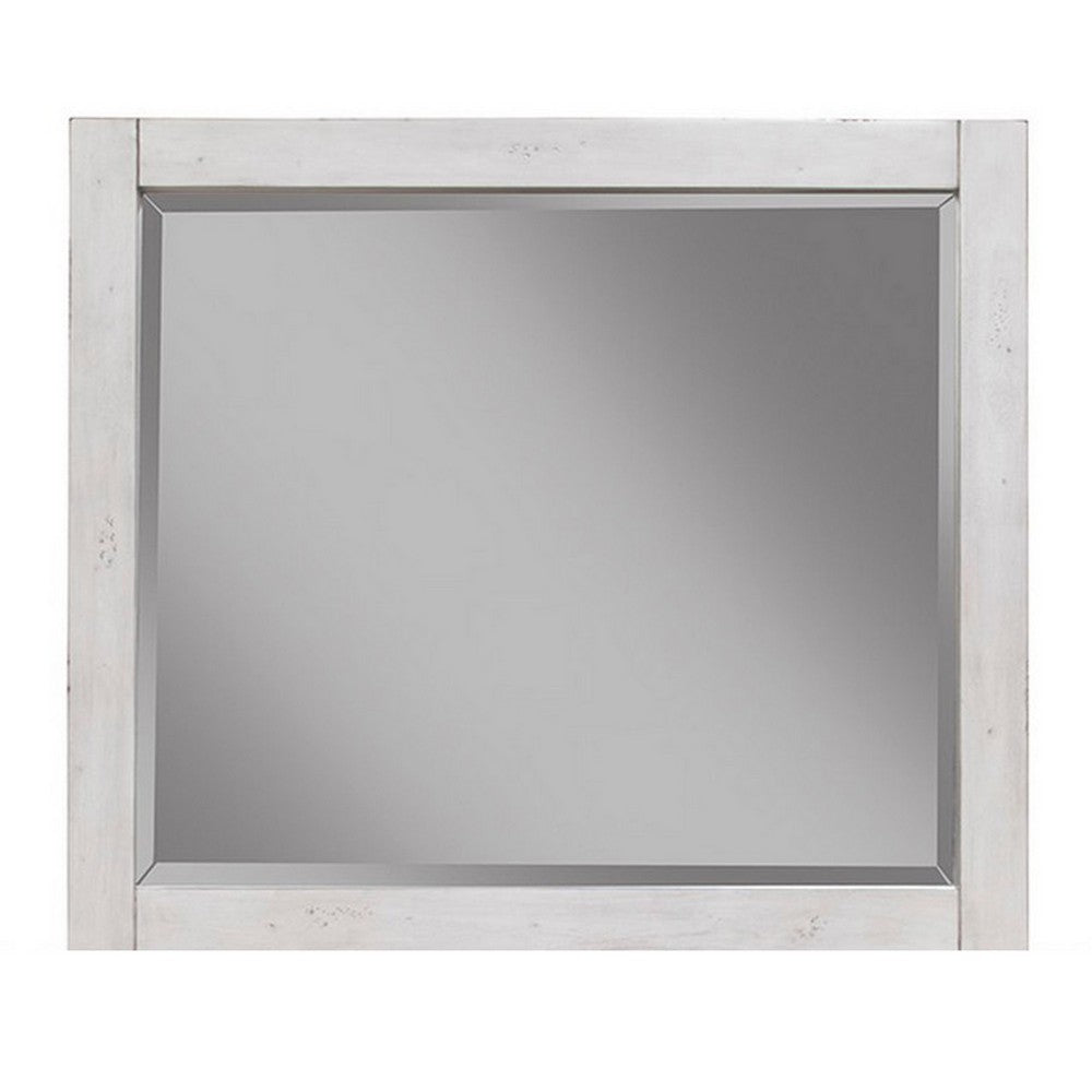 Ida 35 x 40 Rectangular Dresser Mirror, Mahogany Wood, Light Gray Frame