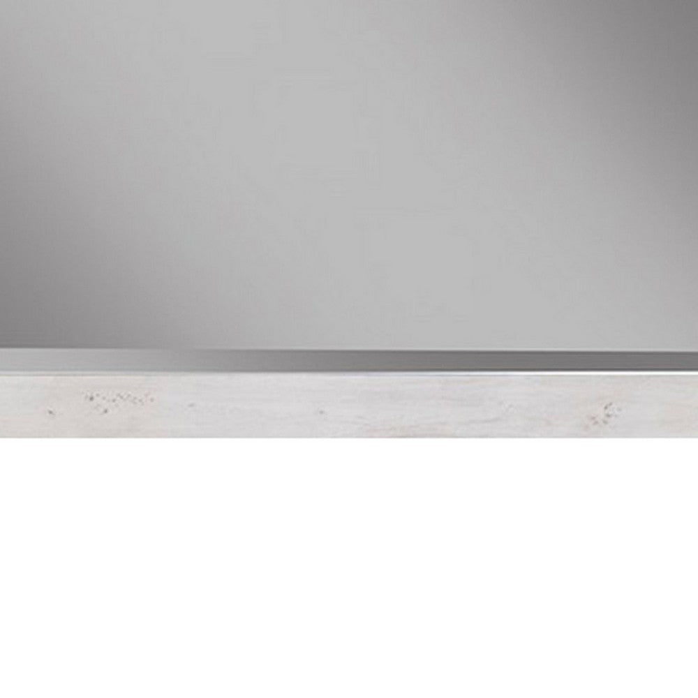 Ida 35 x 40 Rectangular Dresser Mirror, Mahogany Wood, Light Gray Frame