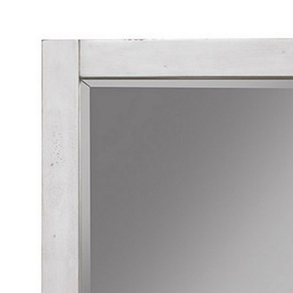 Ida 35 x 40 Rectangular Dresser Mirror, Mahogany Wood, Light Gray Frame