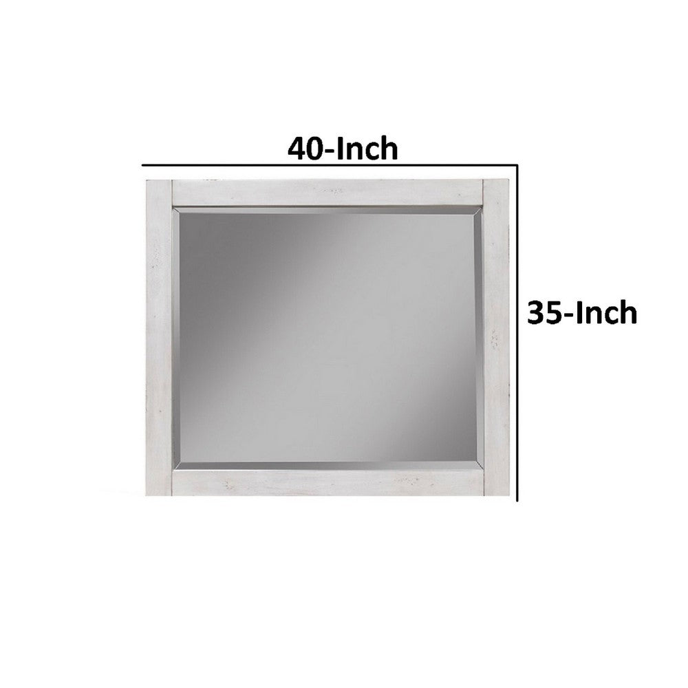 Ida 35 x 40 Rectangular Dresser Mirror, Mahogany Wood, Light Gray Frame
