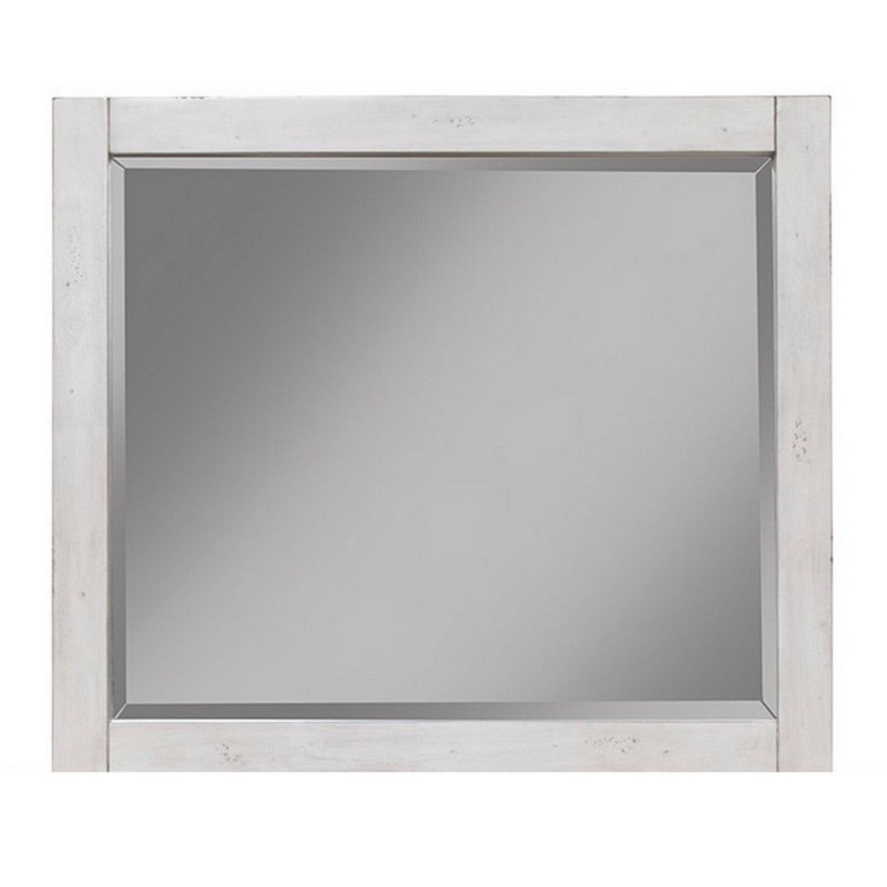 Ida 35 x 40 Rectangular Dresser Mirror, Mahogany Wood, Light Gray Frame
