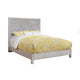Ida California King Panel Bed, Elegant Floral Carved Headboard, Light Gray
