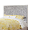 Ida California King Panel Bed, Elegant Floral Carved Headboard, Light Gray