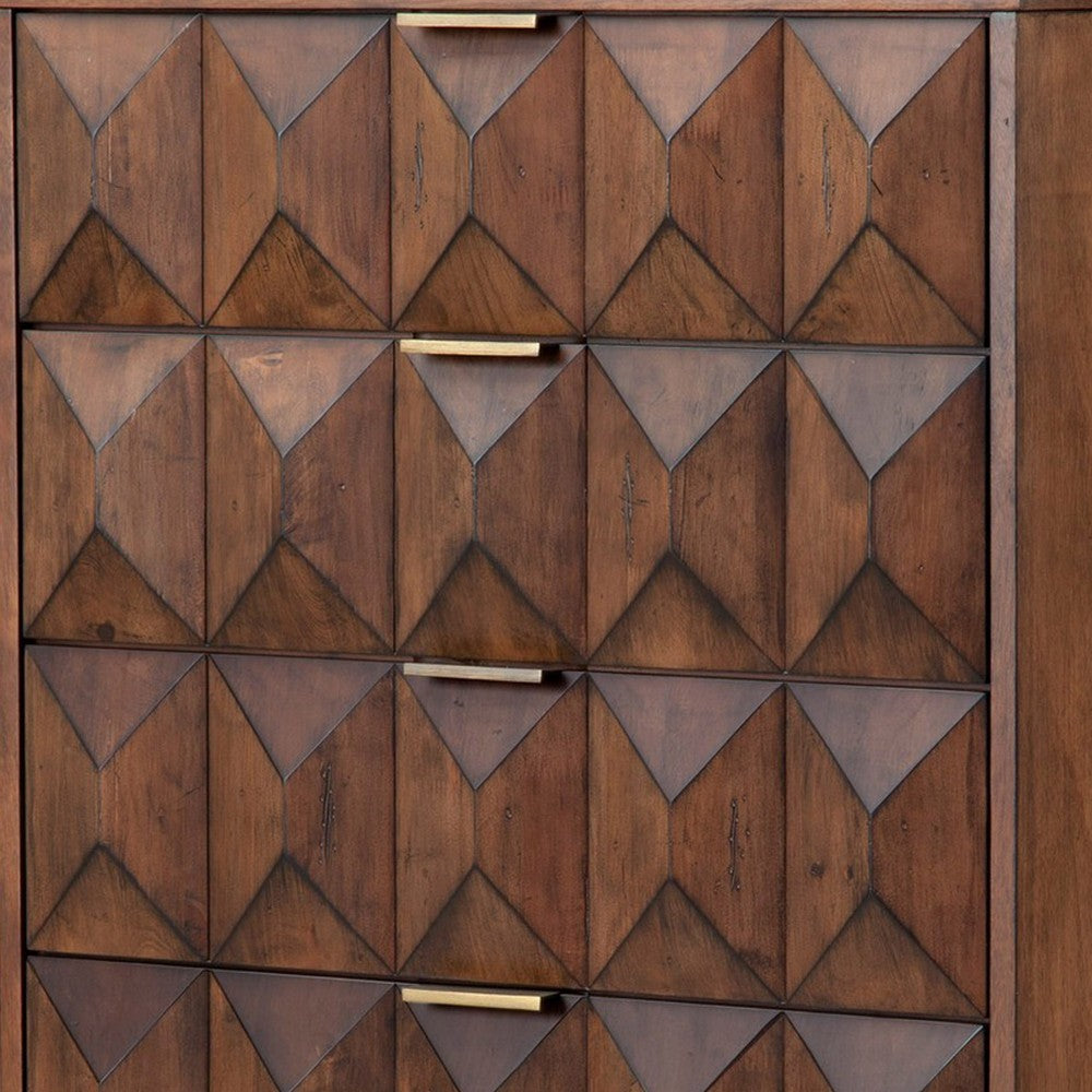 Ivy 48 Inch Tall Dresser Chest, 5 Drawers, Textured, Pine Wood, Dark Brown