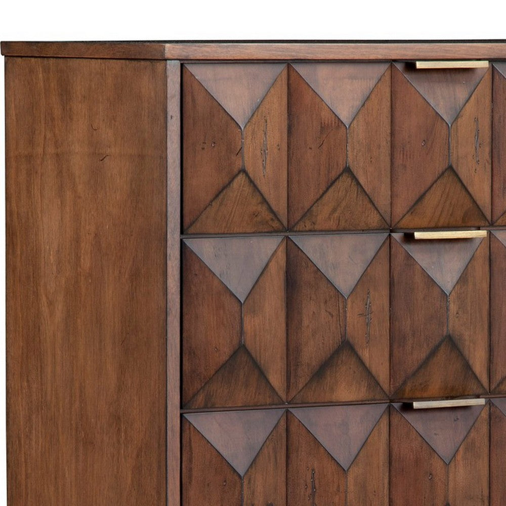 Ivy 48 Inch Tall Dresser Chest, 5 Drawers, Textured, Pine Wood, Dark Brown