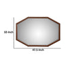 Ivy 48 Inch Wall Mirror, Long Octagon Shaped Pine Wood Frame, Dark Brown