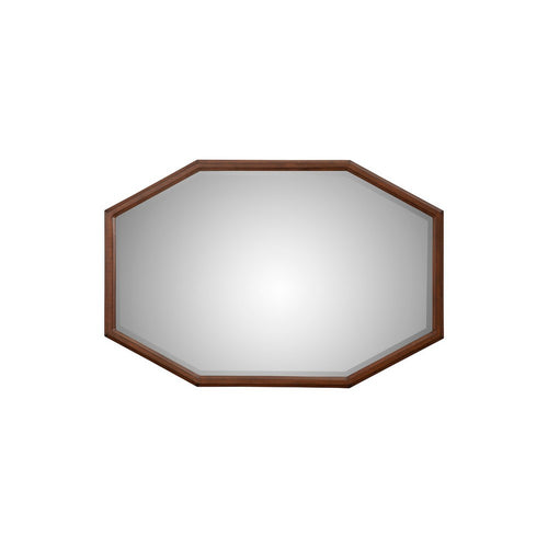 Ivy 48 Inch Wall Mirror, Long Octagon Shaped Pine Wood Frame, Dark Brown