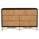 Eli 56 Inch 7 Drawer Dresser, Corrugated, Mahogany Wood, Black, Gold, Brown
