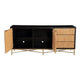 Eli 56 Inch 7 Drawer Dresser, Corrugated, Mahogany Wood, Black, Gold, Brown