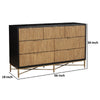 Eli 56 Inch 7 Drawer Dresser, Corrugated, Mahogany Wood, Black, Gold, Brown
