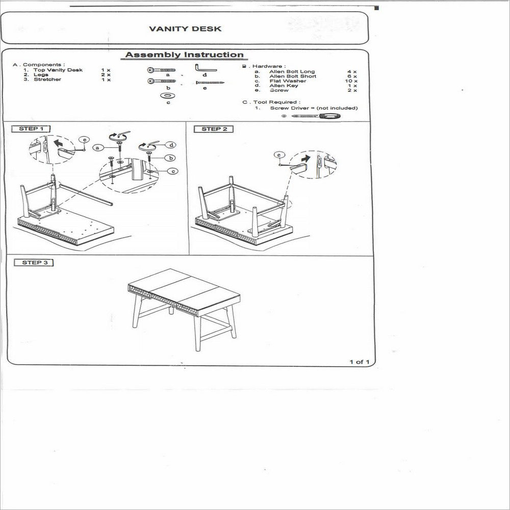 Rexi 36 Inch 2 Drawer Bedroom Vanity Desk, Includes Flip Top Mirror, White