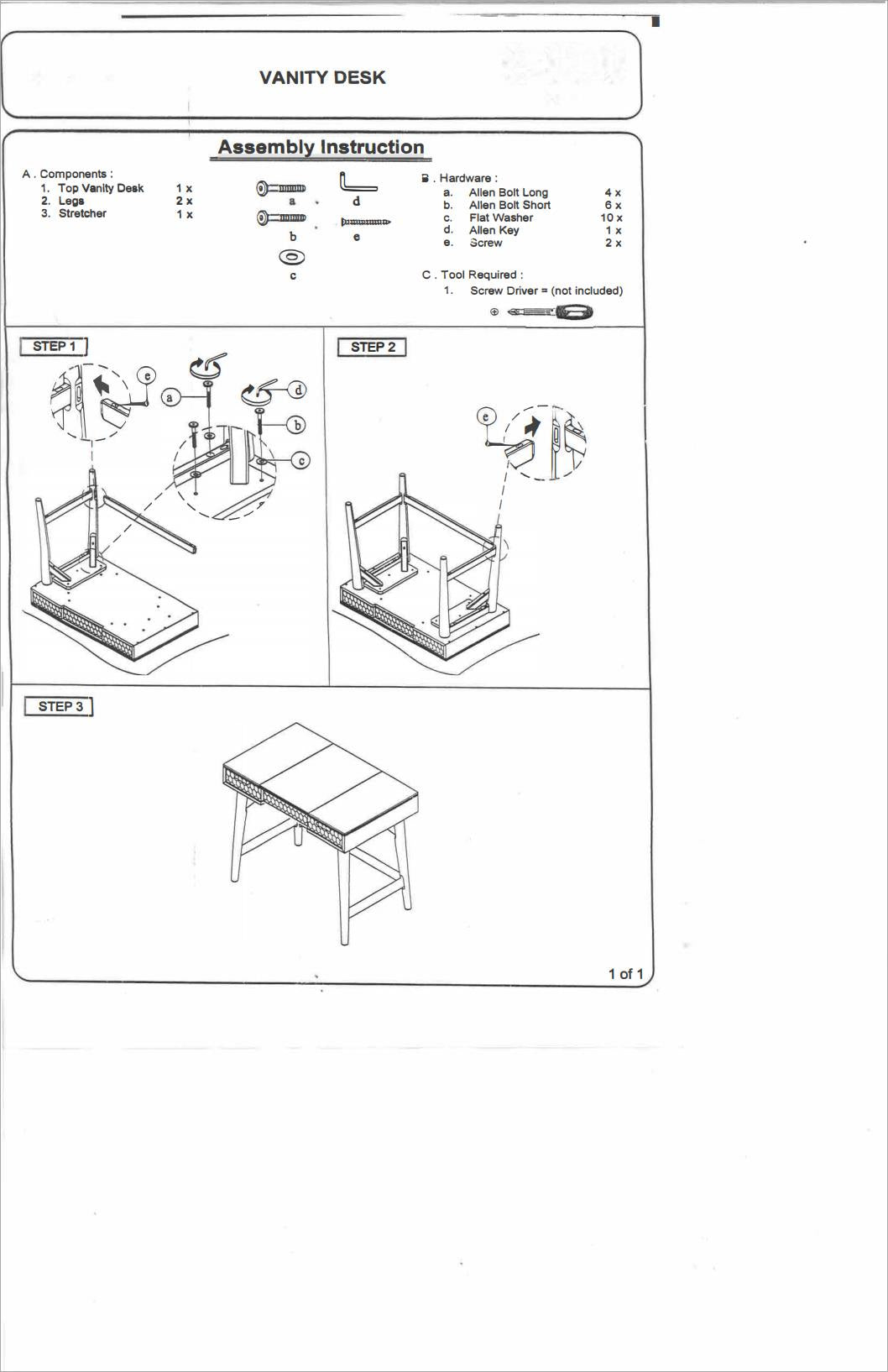 Rexi 36 Inch 2 Drawer Bedroom Vanity Desk, Includes Flip Top Mirror, White