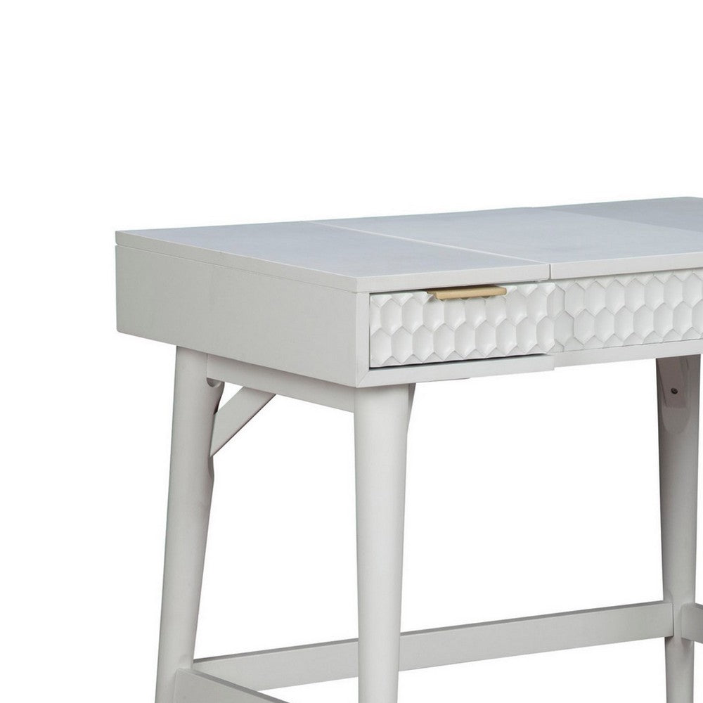 Rexi 36 Inch 2 Drawer Bedroom Vanity Desk, Includes Flip Top Mirror, White