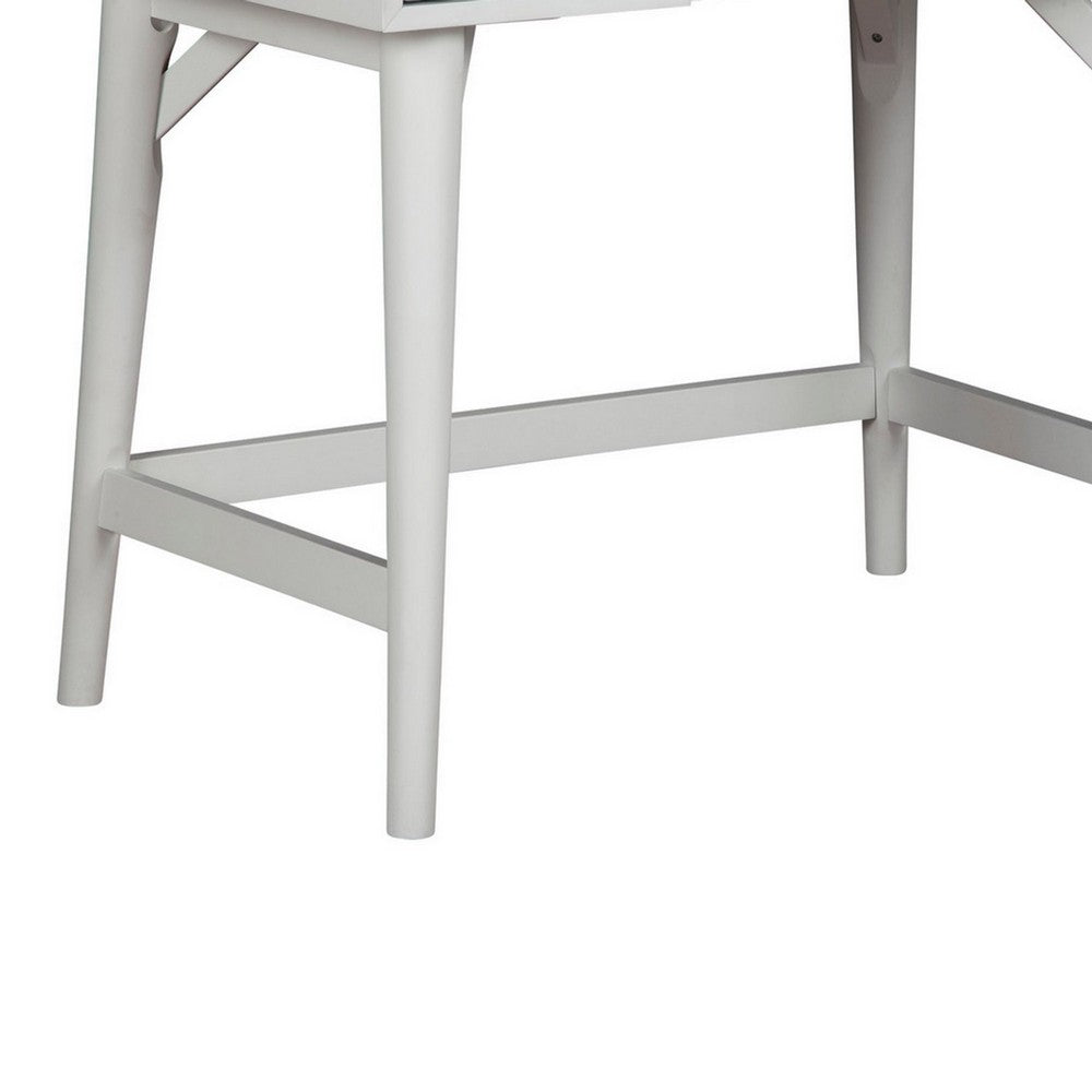 Rexi 36 Inch 2 Drawer Bedroom Vanity Desk, Includes Flip Top Mirror, White
