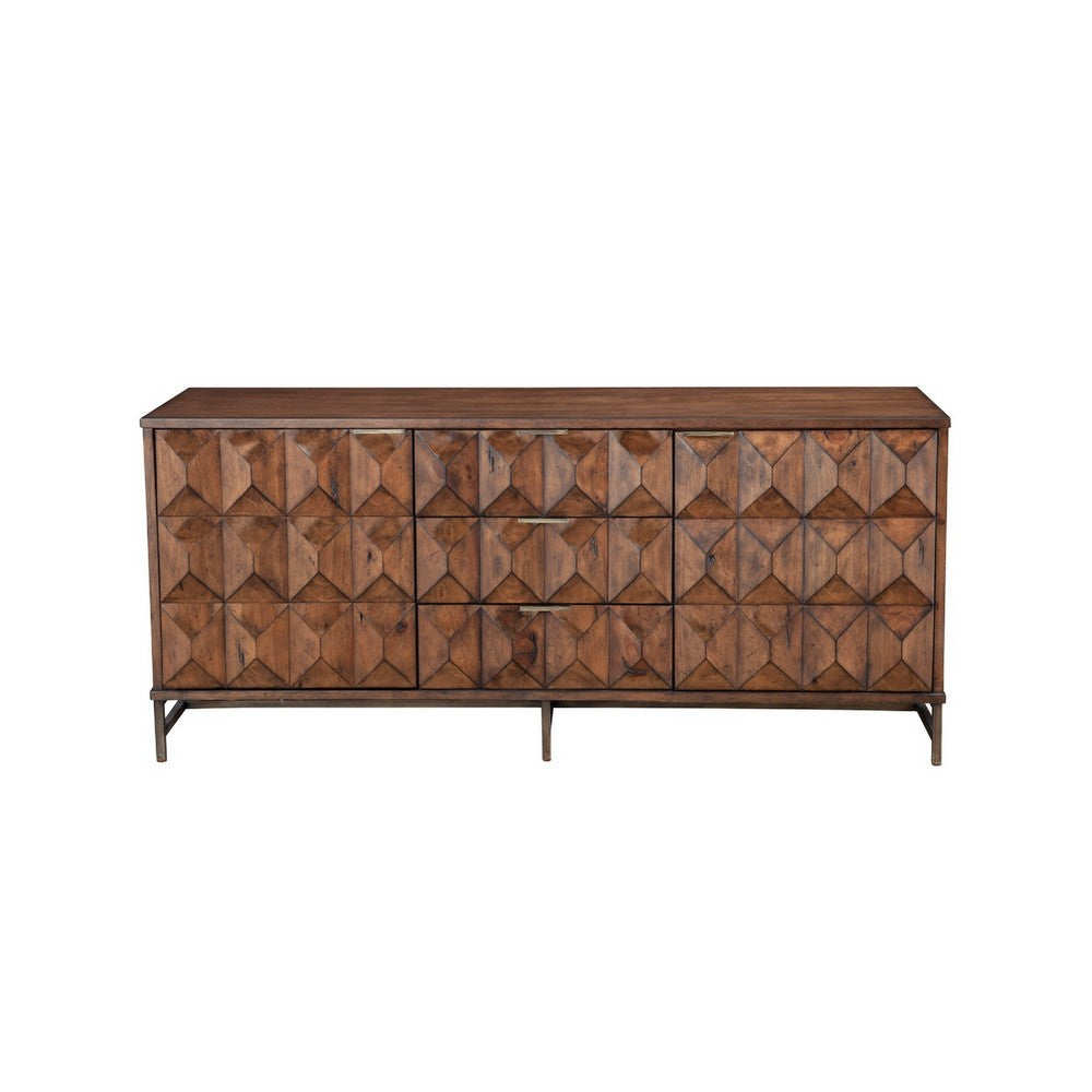 Ivy 64 Inch TV Media Entertainment Center Console, 3 Drawers, Dark Brown