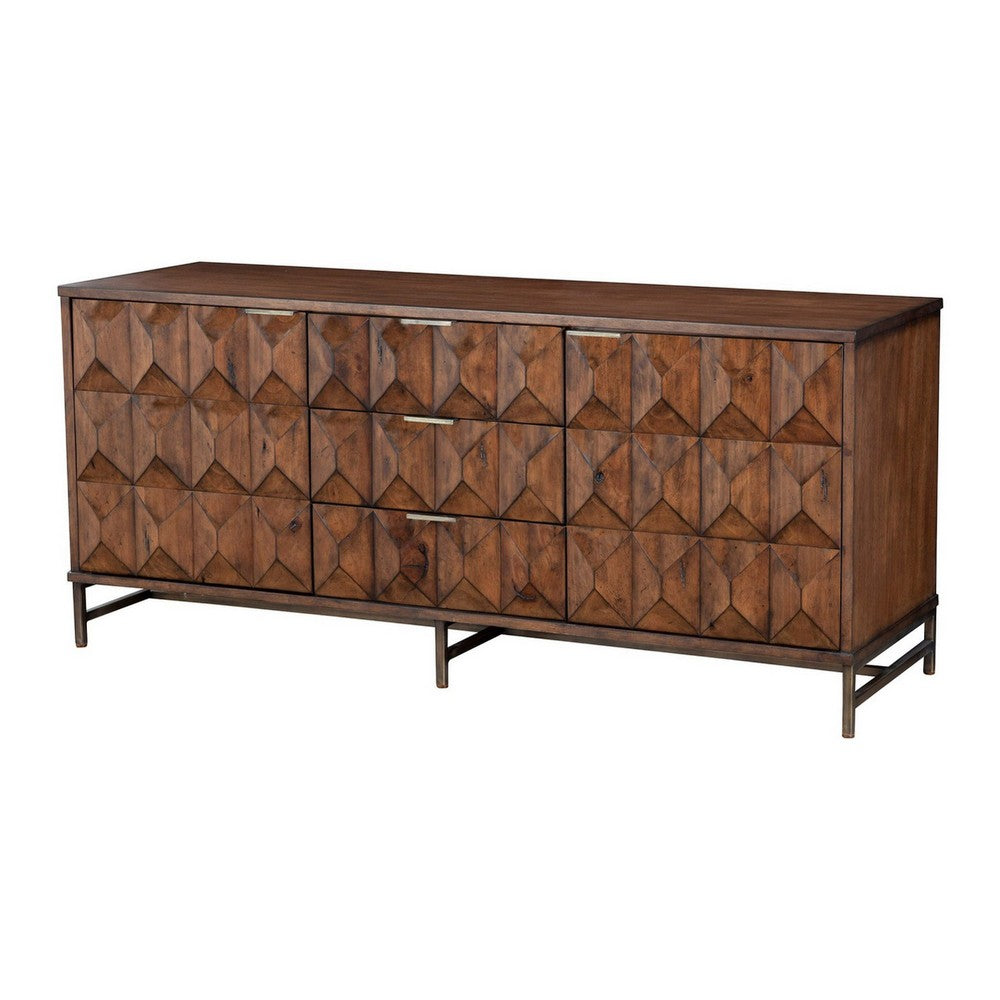 Ivy 64 Inch TV Media Entertainment Center Console, 3 Drawers, Dark Brown
