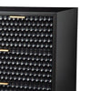 Rexi 56 Inch 7 Drawer Dresser, Honeycomb Pattern, Black Mahogany Wood, Gold