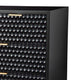 Rexi 56 Inch 7 Drawer Dresser, Honeycomb Pattern, Black Mahogany Wood, Gold