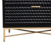 Rexi 56 Inch 7 Drawer Dresser, Honeycomb Pattern, Black Mahogany Wood, Gold