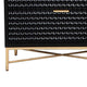 Rexi 56 Inch 7 Drawer Dresser, Honeycomb Pattern, Black Mahogany Wood, Gold