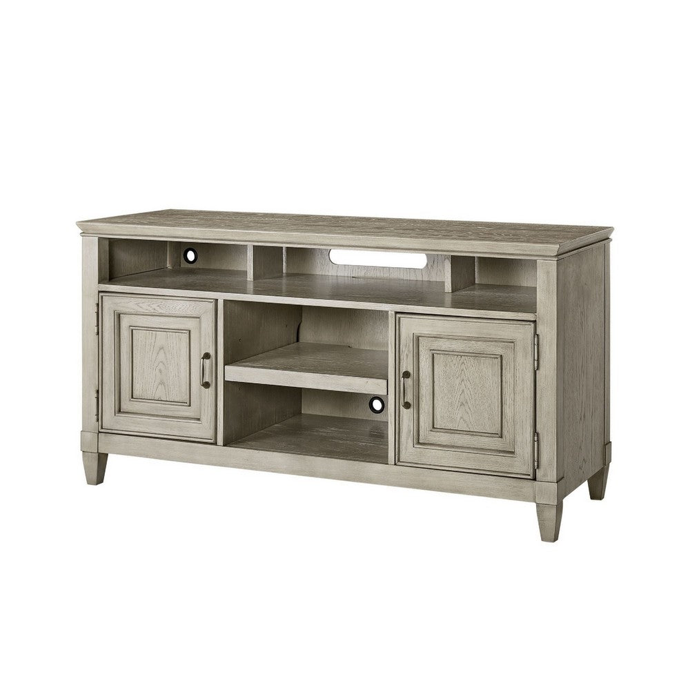 Eva 54 Inch TV Media Entertainment Center Console, Medium, 2 Door Soft Beige