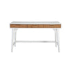 Eli 52 Inch 3 Drawer Home Office Desk, Mahogany Wood, White, Brown