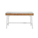 Eli 52 Inch 3 Drawer Home Office Desk, Mahogany Wood, White, Brown