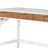 Eli 52 Inch 3 Drawer Home Office Desk, Mahogany Wood, White, Brown