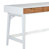 Eli 52 Inch 3 Drawer Home Office Desk, Mahogany Wood, White, Brown